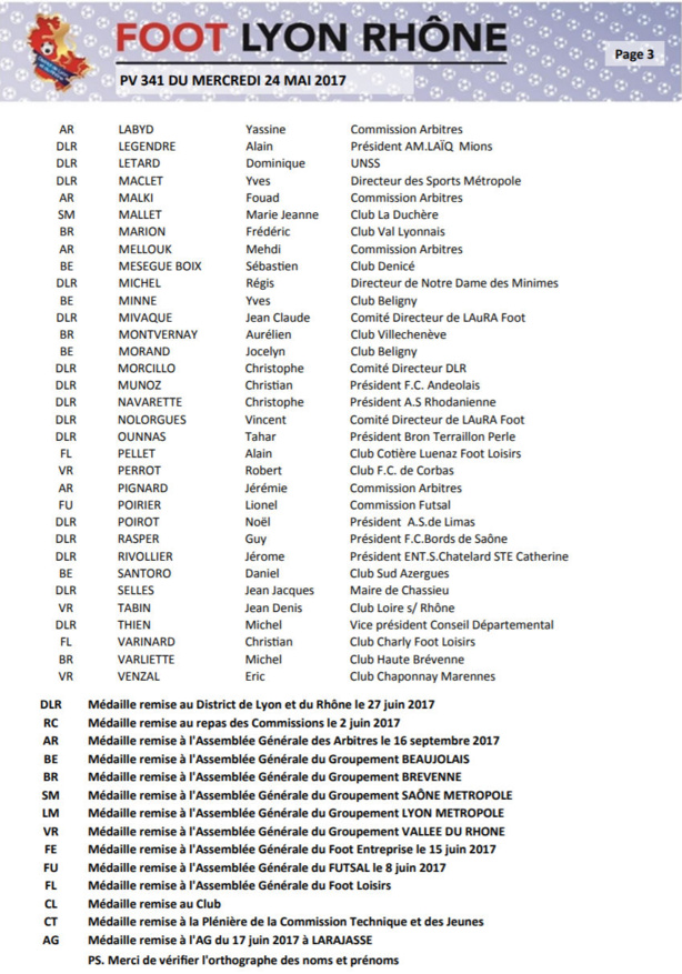 District - Tous les MEDAILLES 2016-2017 