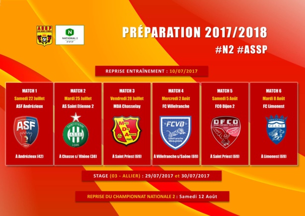 Matchs Amicaux - Le Programme de l'AS SAINT-PRIEST