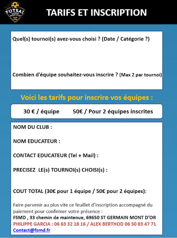 Tournois jeunes - U6, U7, U10, U11, inscrivez vous aux tournois jeunes d'hiver du FSMD !