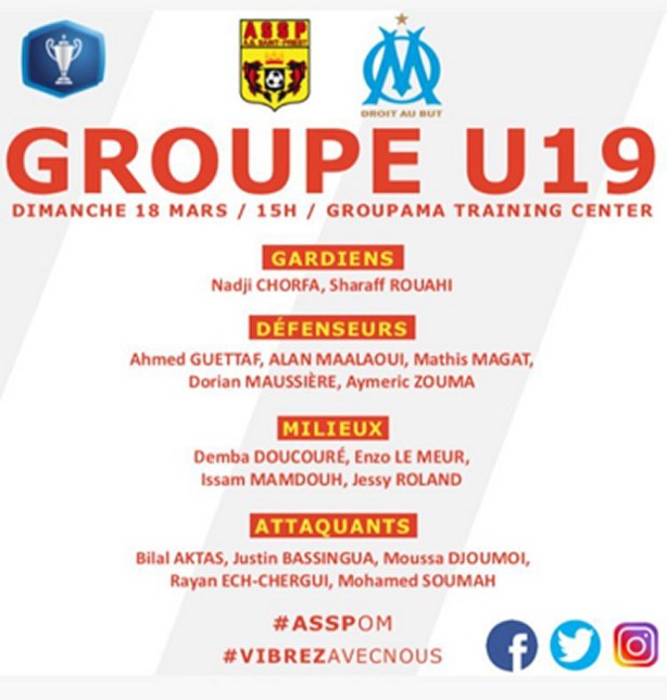 GAMBARDELLA U19 - Le GROUPE de l'AS SAINT-PRIEST contre l'OM