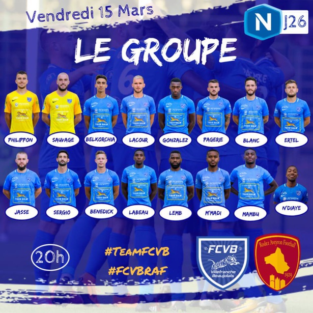 FC VILLEFRANCHE - Le groupe pour la réception de RODEZ-AVEYRON