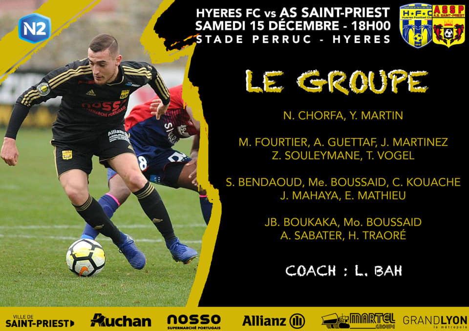 AS SAINT-PRIEST - Le groupe pour le déplacement au FC HYERES